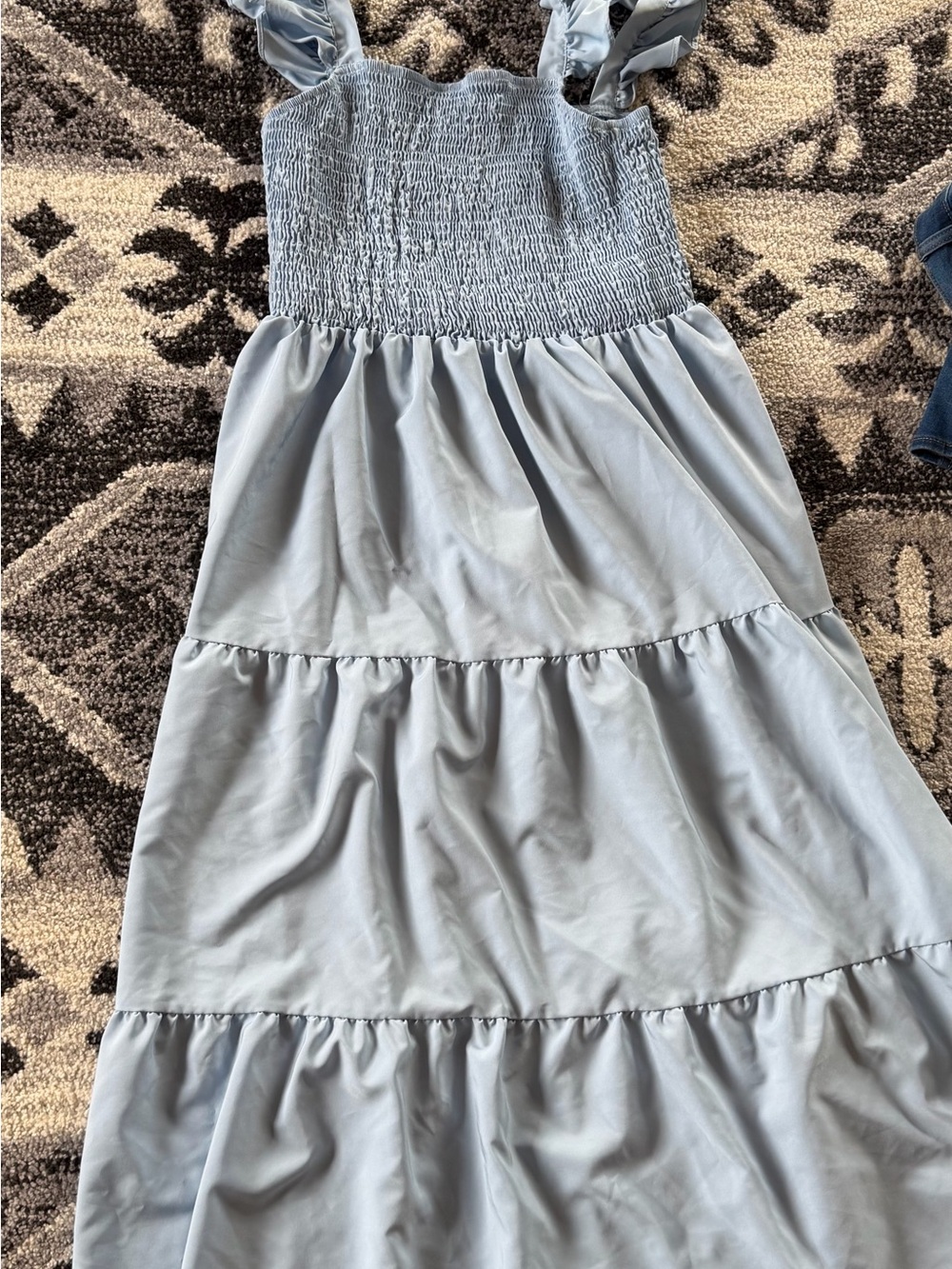 Smocked Tiered Maxi Skirt - Light Blue